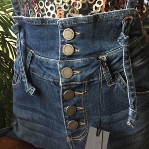 COPY - Black Label Long Flare Denim Jean Overalls Small cottagecore